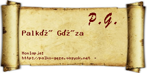 Palkó Géza névjegykártya