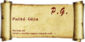 Palkó Géza névjegykártya