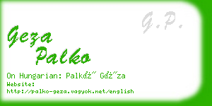 geza palko business card